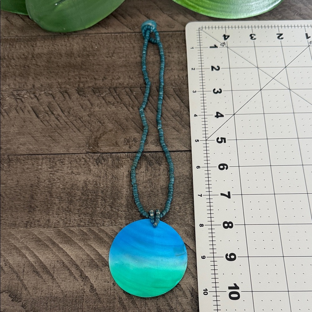 Teal and Blue Pendant Necklace - Picture 3 of 3